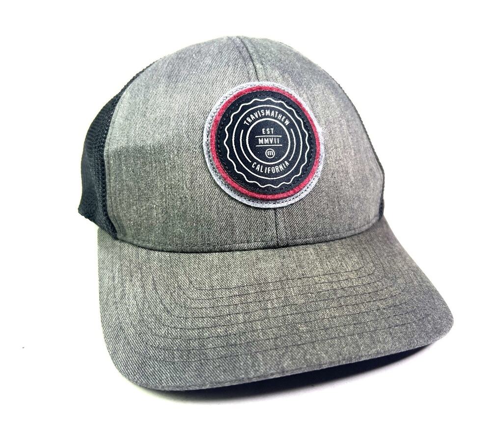 Travis Mathew Golf Cap 110 Flexfit Tech Grey Adjustable Snapback Trucker Hat